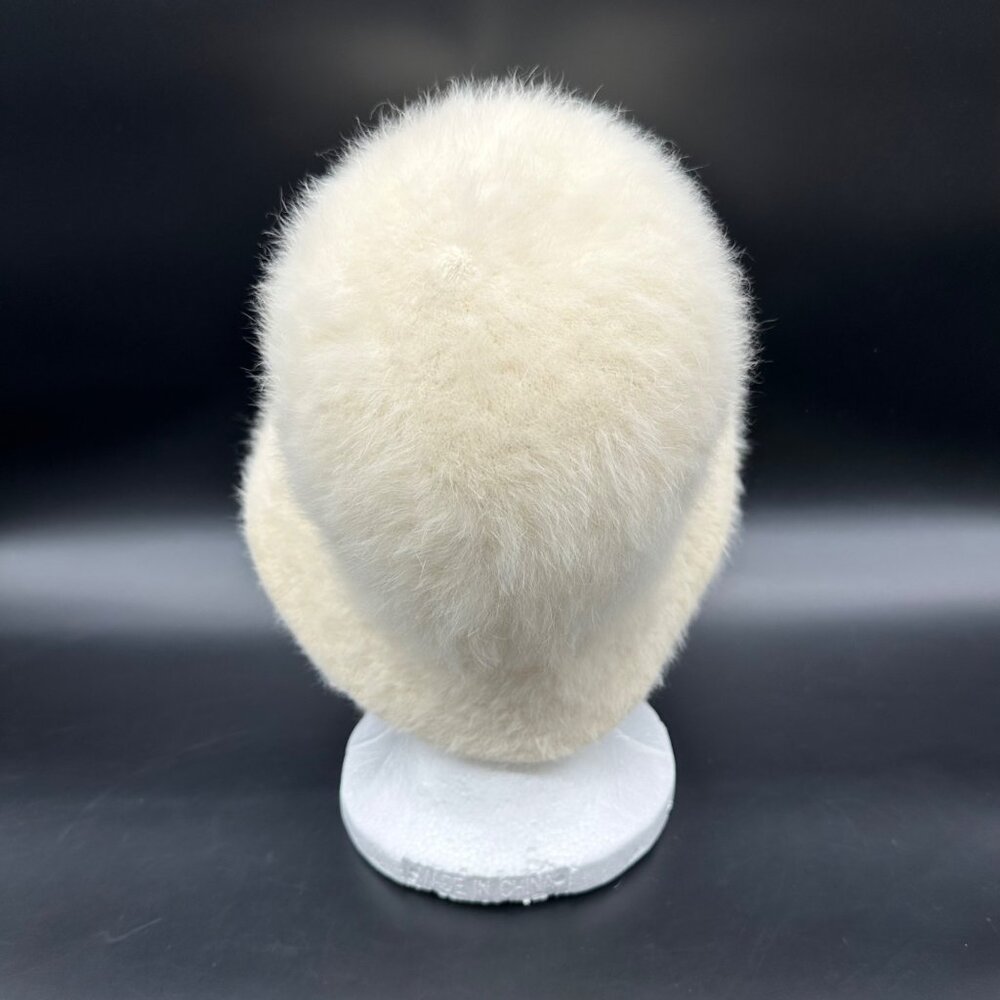 Vintage Hat White Fuzzy Bucket Womens Betmar France Warm Winter 1970s Retro Fash - Picture 3 of 8